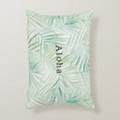 Green Tropical Leaves Aloha アクセントクッション (正面(垂直))