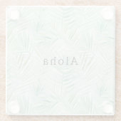 Green Tropical Leaves Aloha ガラスコースター (裏面)