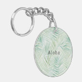Green Tropical Leaves Aloha キーホルダー (正面左)