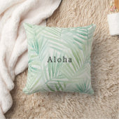 Green Tropical Leaves Aloha クッション (ブランケット)