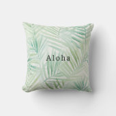 Green Tropical Leaves Aloha クッション (正面)