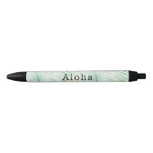 Green Tropical Leaves Aloha 黒ボールペン (正面)