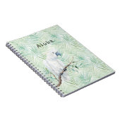Green Tropical Leaves Aloha Bird ノートブック (右側)