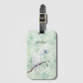 Green Tropical Leaves Aloha Bird ラゲッジタグ (正面縦)