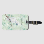 Green Tropical Leaves Aloha Bird ラゲッジタグ (正面横)