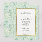 Green Tropical Leaves Aloha Bridal Shower 招待状 (正面/裏面)