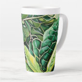 Green Tropical Leaves Housewarming Gift カフェラテマグ (右アングル)