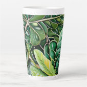 Green Tropical Leaves Housewarming Gift カフェラテマグ (正面)