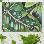 Green Tropical Leaves Housewarming Gift キッチンタオル (折り畳み)
