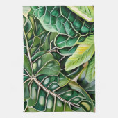 Green Tropical Leaves Housewarming Gift キッチンタオル (縦)