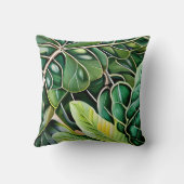 Green Tropical Leaves Housewarming Gift クッション (裏面)