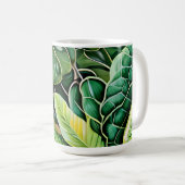 Green Tropical Leaves Housewarming Gift コーヒーマグカップ (正面右)