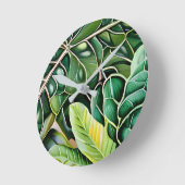 Green Tropical Leaves Housewarming Gift ラウンド壁時計 (傾斜)