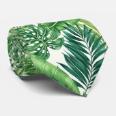 Green Tropical Palm Banana Monstera Leaves ネクタイ (ロール)