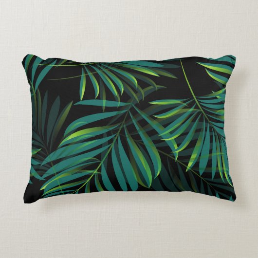 Green tropical palm leaves. Seamless pattern graph アクセントクッション (正面)
