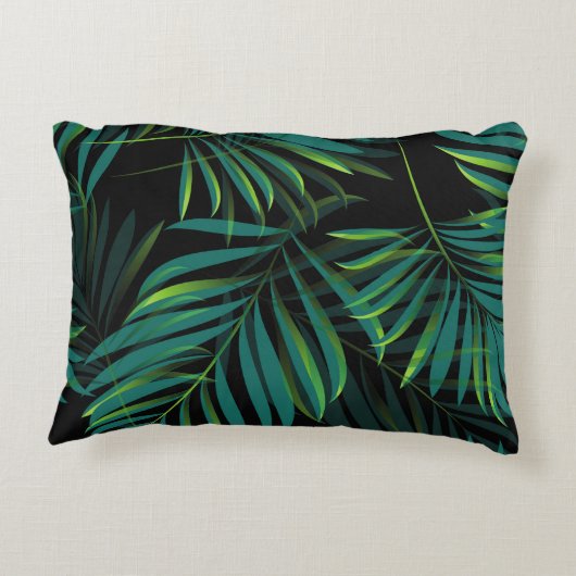 Green tropical palm leaves. Seamless pattern graph アクセントクッション (裏面)