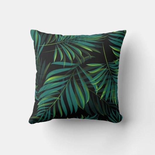 Green tropical palm leaves. Seamless pattern graph クッション (裏面)