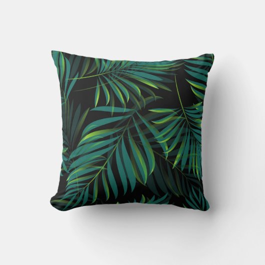 Green tropical palm leaves. Seamless pattern graph クッション (正面)