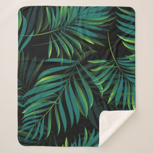 Green tropical palm leaves. Seamless pattern graph シェルパブランケット (正面)
