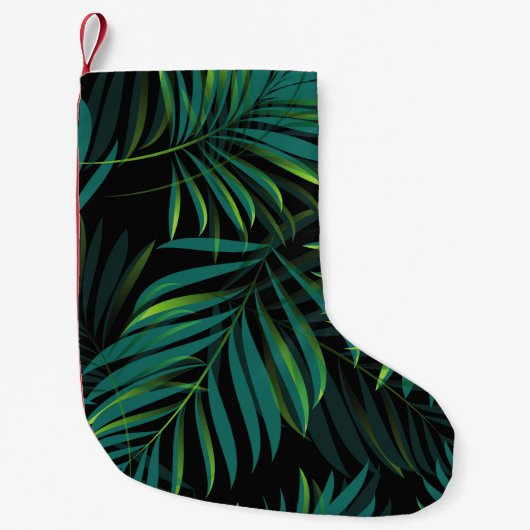 Green tropical palm leaves. Seamless pattern graph スモールクリスマスストッキング (正面)