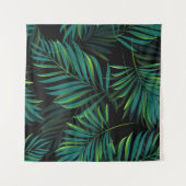 Green tropical palm leaves. Seamless pattern graph タペストリー (正面(横))