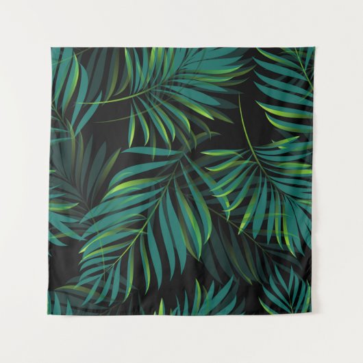 Green tropical palm leaves. Seamless pattern graph タペストリー (正面)