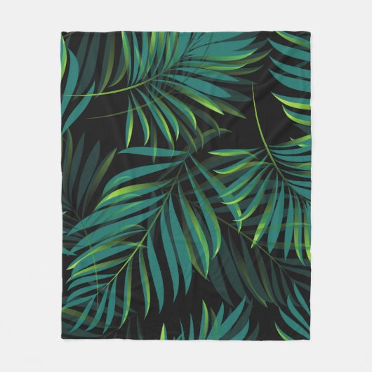 Green tropical palm leaves. Seamless pattern graph フリースブランケット (正面)