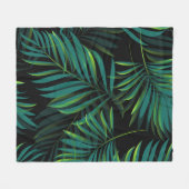 Green tropical palm leaves. Seamless pattern graph フリースブランケット (正面(横))