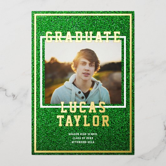 Green Turf Sports Gradフォトフォイル発表 箔招待状 (正面)