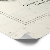 Green Turtle Over Nautical Chart ポスター (角)