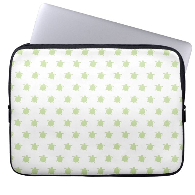 Green Turtle Pattern Laptop Sleeve ラップトップスリーブ (正面)