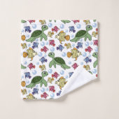 Green Turtles And Yellow Fish バスタオルセット (ウォッシュタオル)