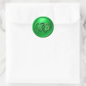 Green Two Hearts Intertwined Monogram Wedding ラウンドシール (バッグ)