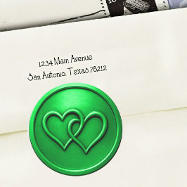 Green Two Hearts Intertwined Wedding ラウンドシール