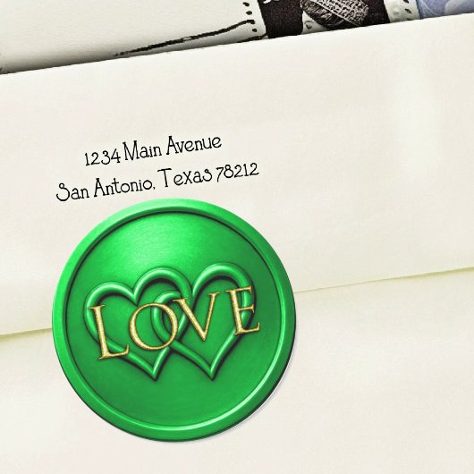 Green Two Hearts Intertwined Wedding ラウンドシール