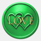 Green Two Hearts Intertwined Wedding ラウンドシール (正面)