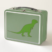 Green Tyrannosaurus Dinosaur Lunch Box メタルランチボックス (正面)