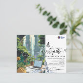 Green Urban Architect Minimalist Christmas ポストカード (スタンド正面)