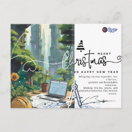 Green Urban Architect Minimalist Christmas ポストカード