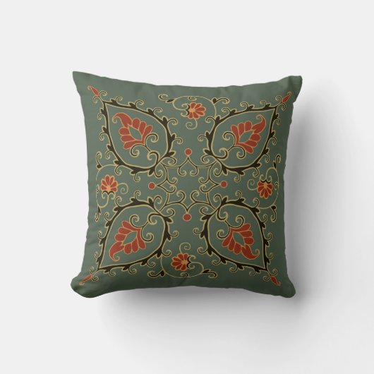 Green Uzbekistan design on Pillow クッション (正面)