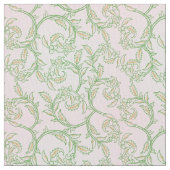 Green Vine Pattern Decorative Textile Fabric ファブリック (クローズアップ)