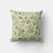 Green Vintage Botanical Toile Pattern クッション (正面)