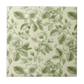 Green Vintage Botanical Toile Pattern タイル (正面)
