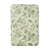 Green Vintage Botanical Toile Pattern バスマット (正面縦)