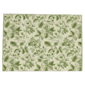 Green Vintage Botanical Toile Pattern ラージペーパーバッグ (裏面)