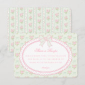 Green Vintage Fancy Floral Share Recipe エンクロージャーカード (正面/裏面)