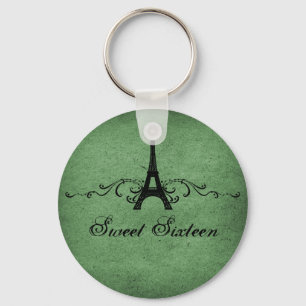 Green Vintage French Flourish Sweet 16 Keychain キーホルダー