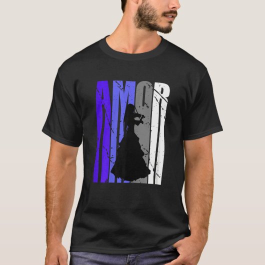 Green Violin Distressed Amor Violinist Inspiration Tシャツ (正面)