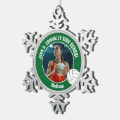 Green Volleyball Player Photo High School スノーフレークピューターオーナメント (右)