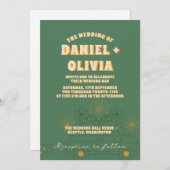 Green VosvosのミニマルQrコー結婚ド 招待状 (正面/裏面)